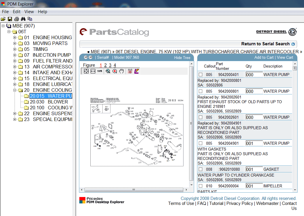 Detroit Diesel Power Service Literature OnHighway, Spare parts catalog