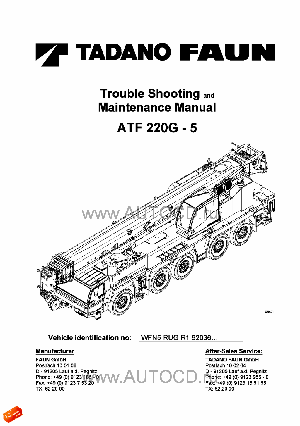 Tadano Faun All Terrain Crane ATF-220G-5, workshop manuals for Tadano ...