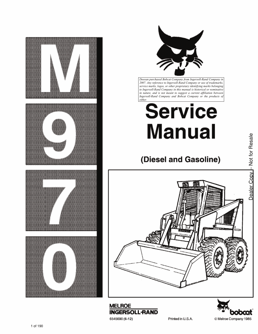 Bobcat Service Library 2021, operator's and maintenance manuals