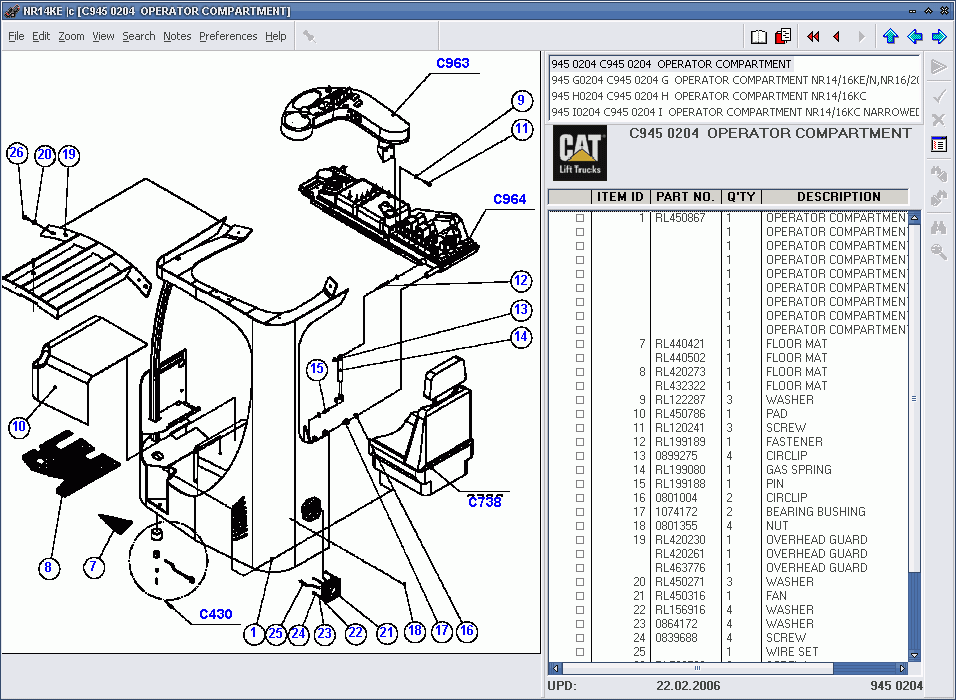 Caterpillar Forklift, spare parts catalog for Caterpillar ForkLifts ...