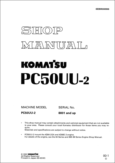 Komatsu Hydraulic Excavator PC50UU-2, Komatsu Hydraulic Excavator ...